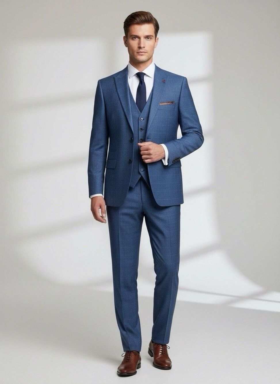 NWT Paul Andrew Navy Glen Check Viceroy 3 Piece Suit Sz 44R